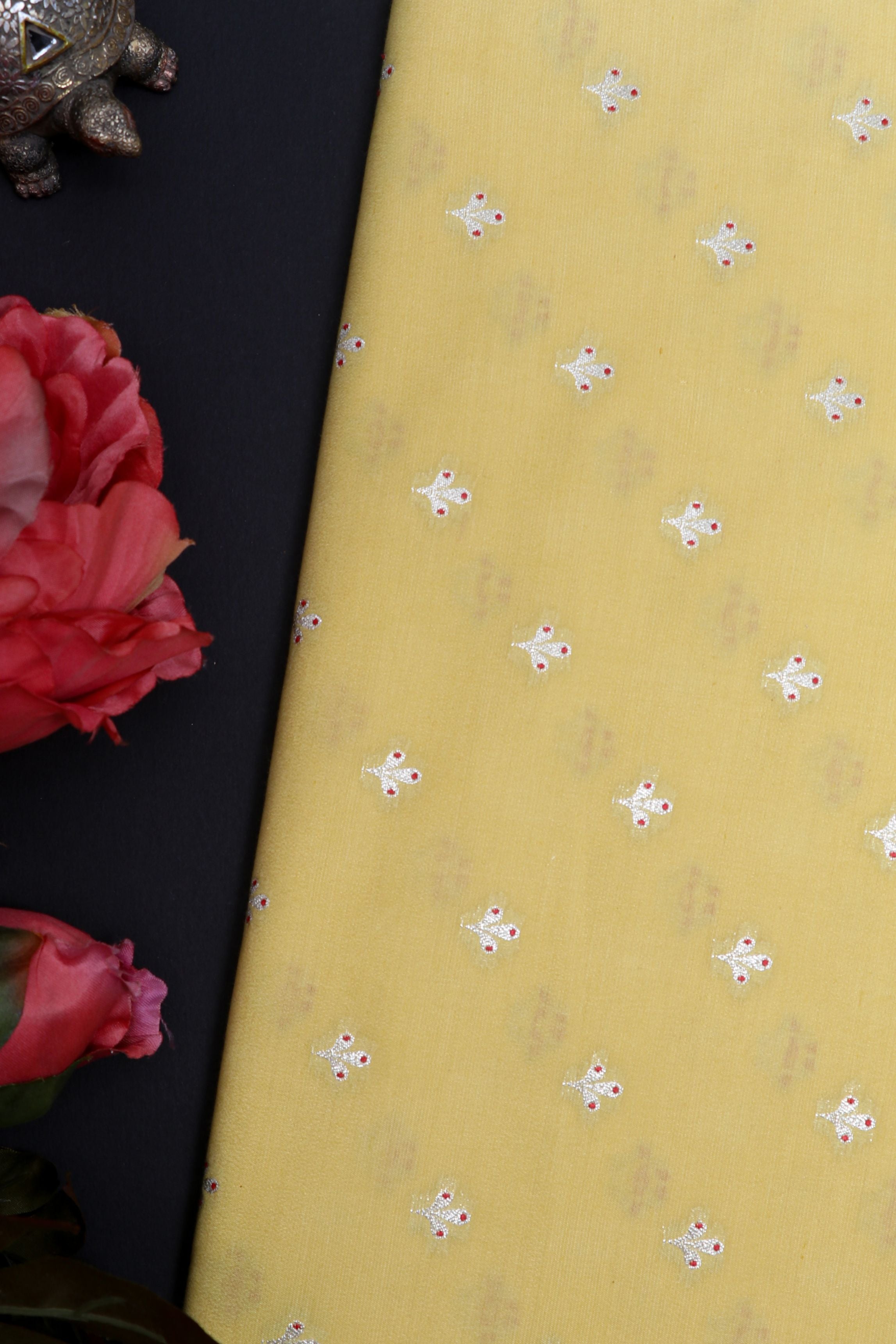 Yellow Chiniya Silk Fabric