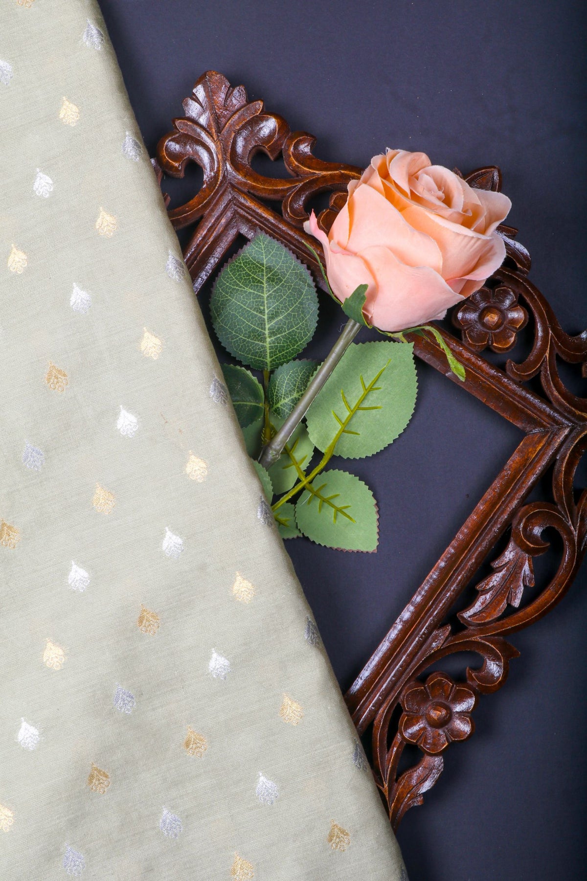 Grey Chiniya Silk Fabric
